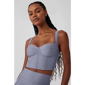 Alo Yoga Airlift Winter Warm Cropped Supermoto Tank Fog - S